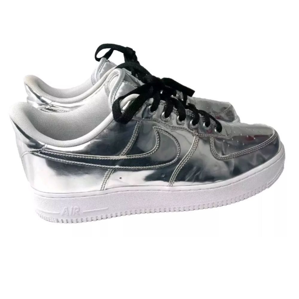 Nike Air Force 1 Low Metallic Chrome Womens Size 13.5 Shoes CQ6566-001 Silver - Picture 3 of 14